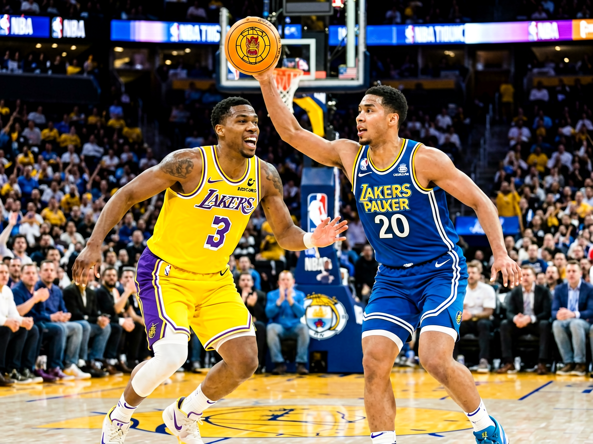 NBA常规赛湖人对阵勇士的比赛精彩瞬间